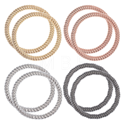 8Pcs 4 Colors Steel Wire Wrap Chain Stretch Bracelets Set BJEW-BC0001-21-1