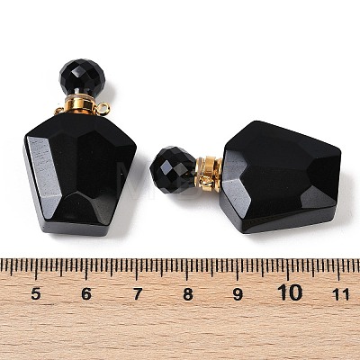 Natural Obsidian Openable Perfume Bottle Pendants G-I381-02G-05-1