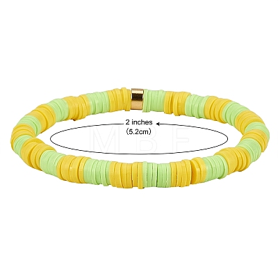 Handmade Polymer Clay Heishi Beads Stretch Bracelets Sets BJEW-JB05902-07-1