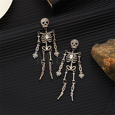 Halloween Zinc Alloy Crystal AB Rhinestone Dangle Stud Earrings FS-WGF4447-03-1