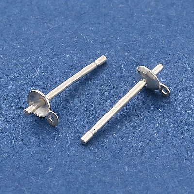 925 Sterling Silver Flat Round Stud Earrings Findings STER-B010-01A-S-1