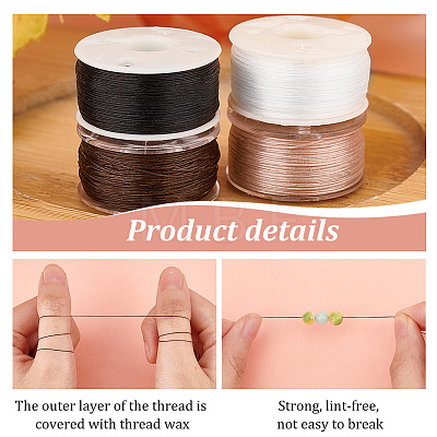   4 Rolls 4 Colors Special Coated Polyester Beading Threads for Seed Beads OCOR-PH0002-65-1