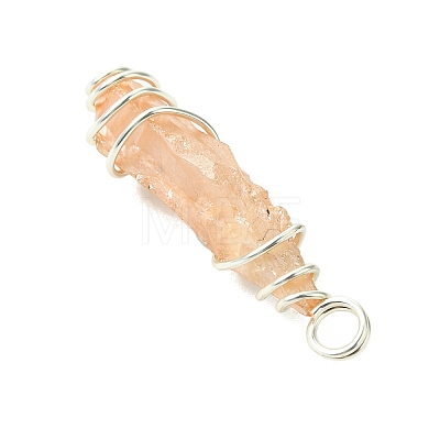 2Pcs Electroplated Natural Quartz Crystal Dyed Copper Wire Wrapped Pendants PALLOY-JF03173-02-1