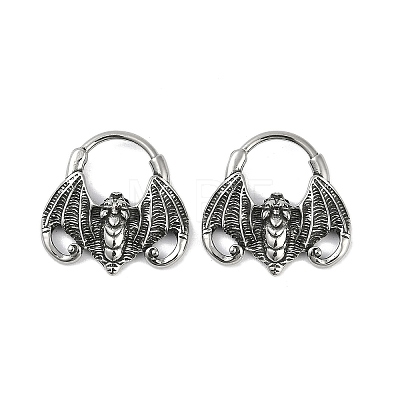 Bat 316 Surgical Stainless Steel Hoop Earrings X-EJEW-G416-31AS-1