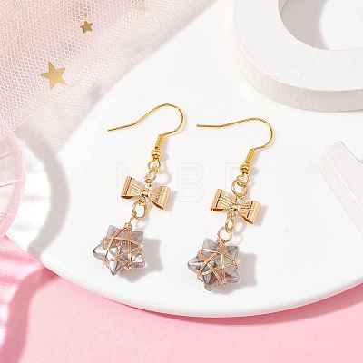 Glass Star Dangle Earrings EJEW-JE05548-04-1