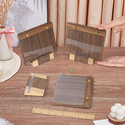 Walnut Wood & Acrylic A6 Table Sign Holder AJEW-WH0696-757-1