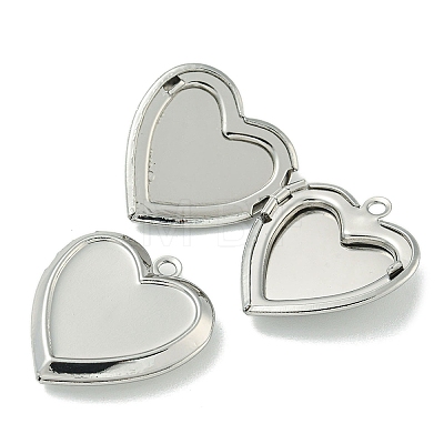 Rack Plating Heart Brass Locket Pendants KK-T071-11P-1