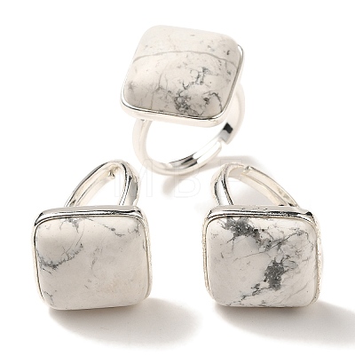 Natural Howlite Adjustable Rings RJEW-H240-01S-18-1