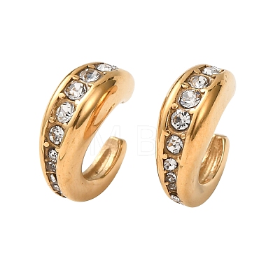 304 Stainless Steel Rhinestone Cuff Earrings for Women EJEW-L315-05G-1