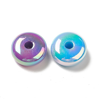 UV Plating Opaque Rainbow Iridescent Acrylic Beads X-PACR-D069-03-1