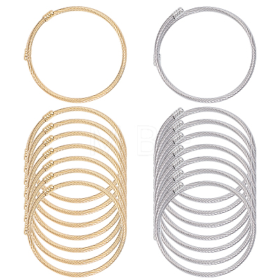 16Pcs 2 Colors 304 Stainless Steel Twist Rope Bangles for Women BJEW-ME0001-22-1