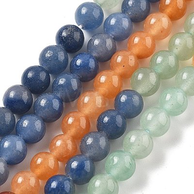 Natural Yellow/Green/Blue/Red Aventurine Beads Strands G-B095-A03-01-1