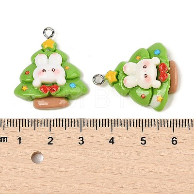 Christmas Theme Rabbit Opaque Resin Pendants RESI-S08-04F-1