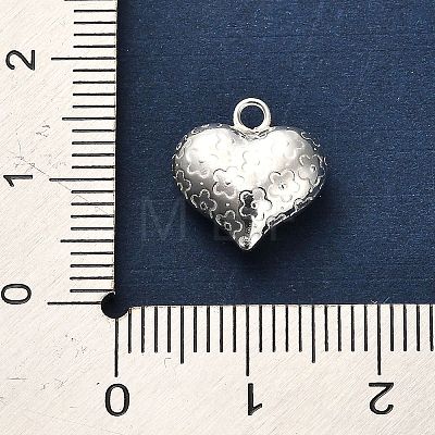 925 Sterling Silver 3D Textured Heart Charms STER-U009-10S-01-1