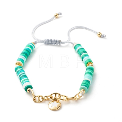 Handmade Disc Polymer Clay Braided Bead Bracelets Set BJEW-JB07407-1