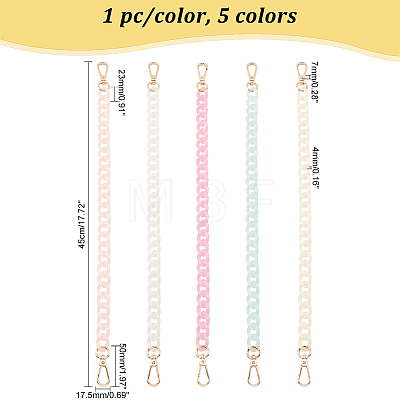   5Pcs 5 Colors Acrylic Imitation Jelly Curb Chain Link Purse Chains FIND-PH0017-48-1