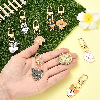 8Pcs Alloy Enamel Pendant Decorations HJEW-YW00420-1