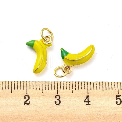 Banana Rack Plating Brass Enamel Charms KK-Q804-02G-1