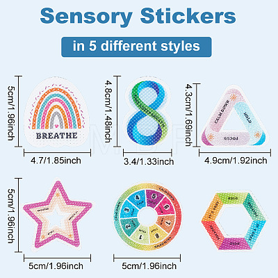 Olycraft 2 Sets Rainbow Color PEVA Anxiety Relief Calm Stickers Strips DIY-OC0011-12-1