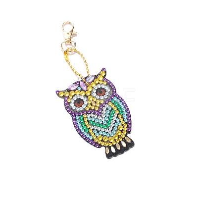 DIY Owl Keychain Diamond Painting Kits DIAM-PW0004-124-1