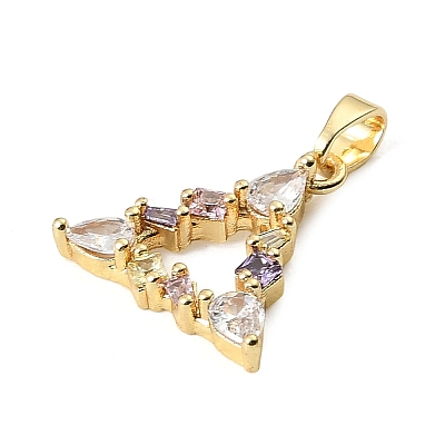 Brass Micro Pave Purple Cubic Zirconia Pendants KK-E804-03G-1