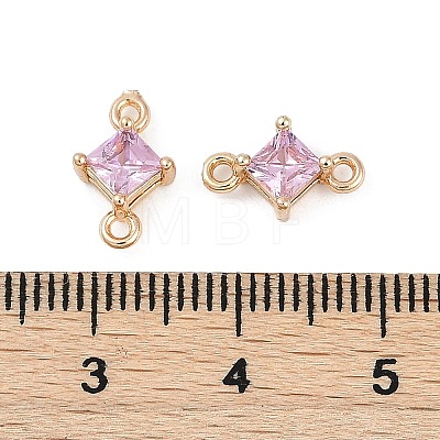 Brass Pave Glass Rhombus Links Connector Charms GLAA-Q088-001A-1