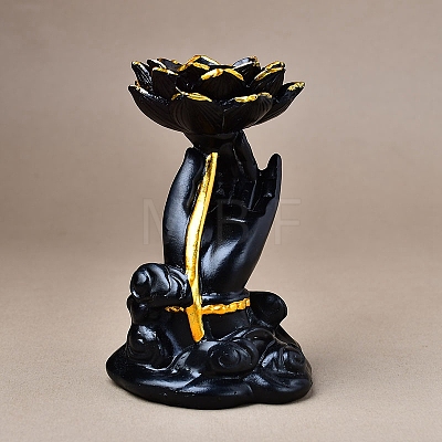 Buddha Hand Holding Lotus Resin Crystal Ball Holders WICR-PW0016-04-1
