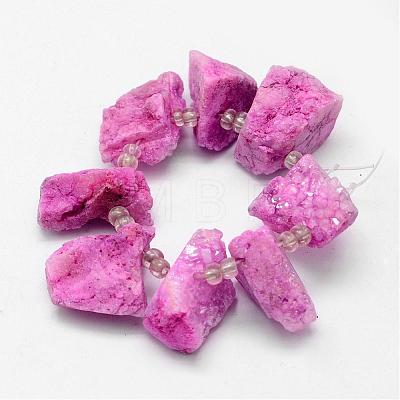 Electroplated Natural Agate Bead Strands G-G893-05-1