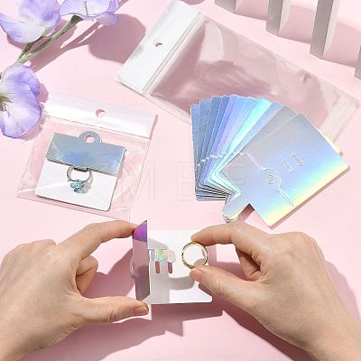 50Pcs Rectangle Foldable Paper Jewelry Display Cards for Rings CDIS-FS0001-31D-1