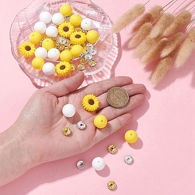 DIY Daisy Flower Silicone Beads Jewelry Making Finding Kit DIY-YW0008-77-1