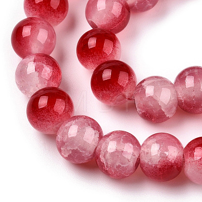 Crackle Baking Painted Imitation Jade Glass Beads Strands X1-DGLA-T003-8mm-11-1