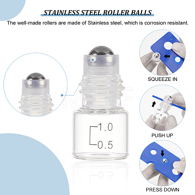 24Pcs Transparent Glass Roller Ball Bottles with Scal and Plastic Cover DIY-BC0006-46-1