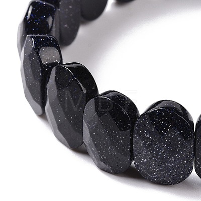 Synthetic Blue Goldstone Oval Beaded Stretch Bracelet G-E010-01T-1