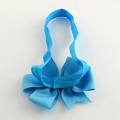 Cute Elastic Baby Headbands Hair Accessories with DIY Cloth Bowknot OHAR-Q002-04D-1