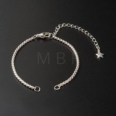 Handmade 304 Stainless Steel Box Chains Bracelets Making Accessories AJEW-JB01020-1