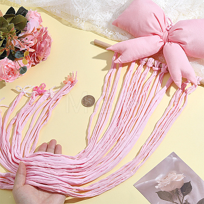 Polyester Bowknot & Wood Hair Clips Storage Hangers with Yarn AJEW-WH0596-944-1