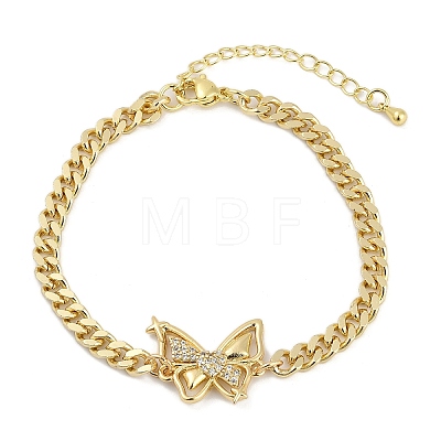 Brass Micro Pave Cubic Zirconia Link Bracelets BJEW-M050-04G-03-1