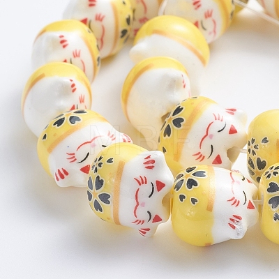 Handmade Printed Porcelain Beads PORC-G004-C05-1