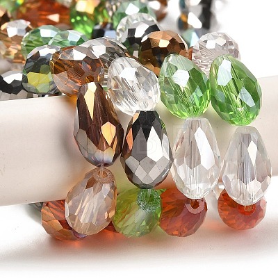 Faceted Teardrop Glass Beads Strands X-GS053-AB-1