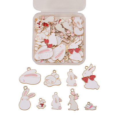 Alloy Enamel Bunny Pendants ENAM-CJ0001-36-1