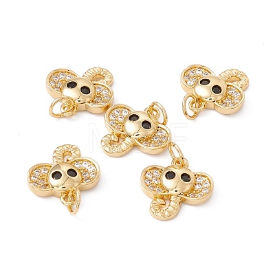 Rack Plating Brass Micro Pave Cubic Zirconia Charms ZIRC-C040-42G-1