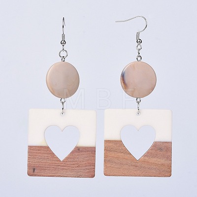 Resin & Wood Dangle Earrings EJEW-JE03025-01-1