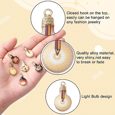 30Pcs 6 Styles Printed Alloy Enamel Pendants ENAM-CJ0005-11-1