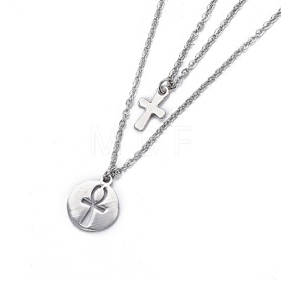 304 Stainless Steel Tiered Necklaces X-NJEW-JN02350-02-1