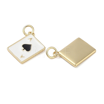 Playing Card Rack Plating Brass Enamel Pendants KK-G512-11G-01-1