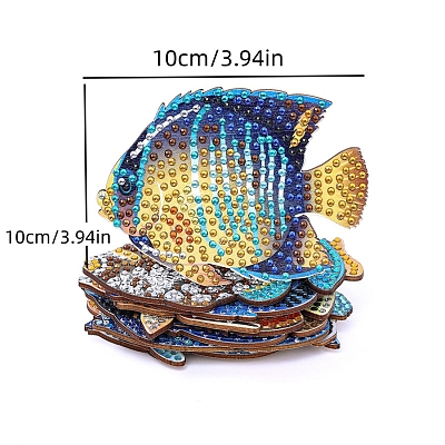 DIY 5D Diamond Painting Fish Cup Mat Kits PW-WG53595-01-1