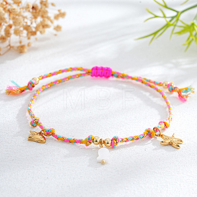 Adjustable Ocean Stainless Steel Charm Braided Cotton Cord Bracelets CF1138-2-1