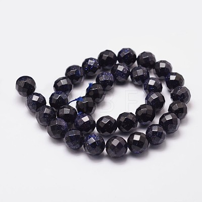 Synthetic Blue Goldstone Beads Strands G-N0178-05-8mm-1
