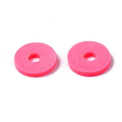 Flat Round Handmade Polymer Clay Beads CLAY-R067-10mm-25-1