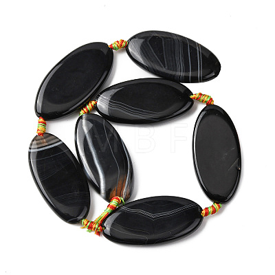 Natural Black Banded Agate Beads Strands G-F825-A01-01E-1